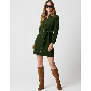 J.Crew Long-sleeve corduroy shirt-dress Green Size 6 NWT